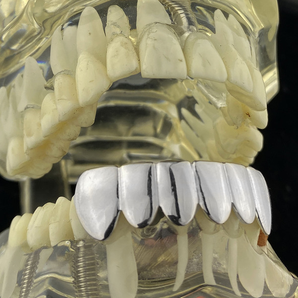 Silver Grillz - Fang Vampire Bling  Bottom Teeth