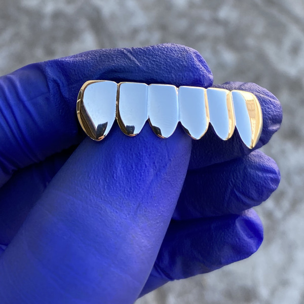 Silver Grillz - Fang Vampire Bling  Bottom Teeth
